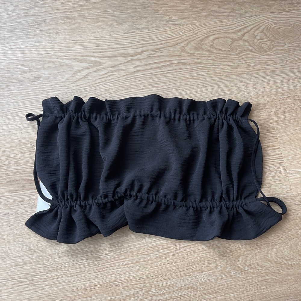 Pretty Garbage Black Backless Tie Crop